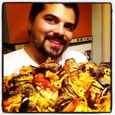 igor scopelliti con involtini di melanzane